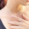 [Piena] Sterling Silver 925 Cubic Zirconia Natural Stone Crescent Moon Cat Necklace for Women (January Garnet)