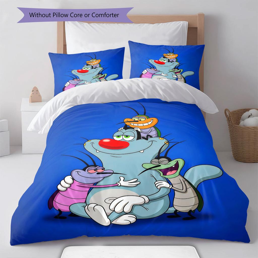 Oggy Bedding Quilt Set Quilt Cover Pillowcase Home Decoration Birthday Gift (1 * duvet cover + 2 * pillowcase, without core)
