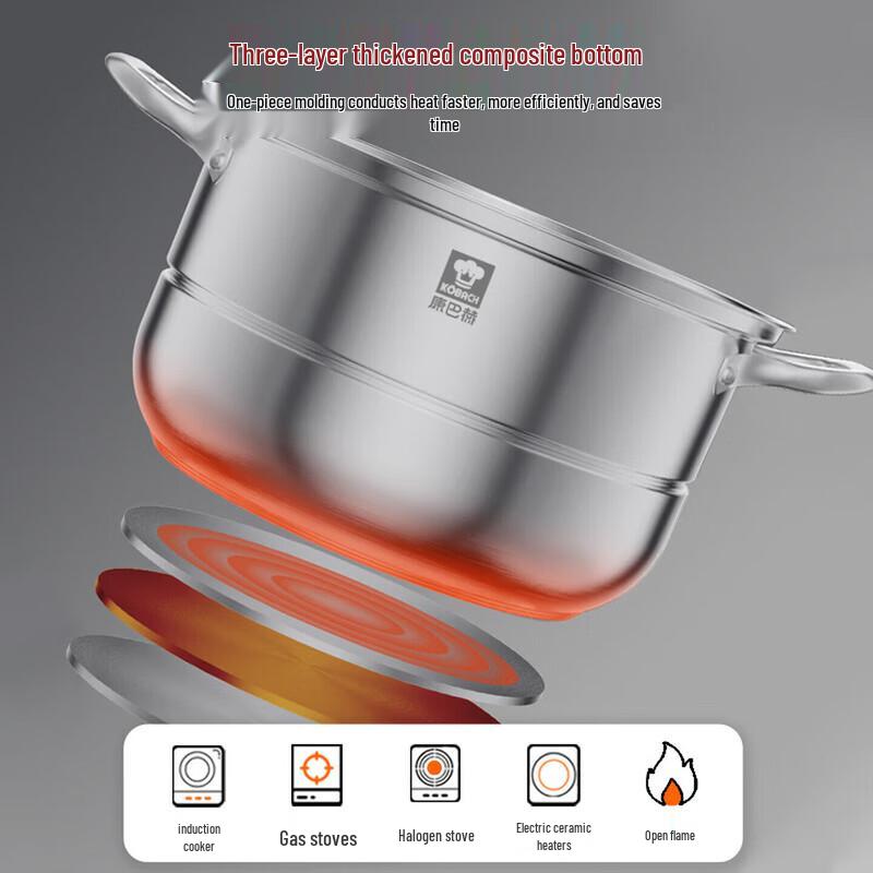 Kobach Stainless Steel 3-Layer Steamer Pot