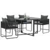 4 Piece Chair Set with Cushions Black and Anthracite PE Rattan