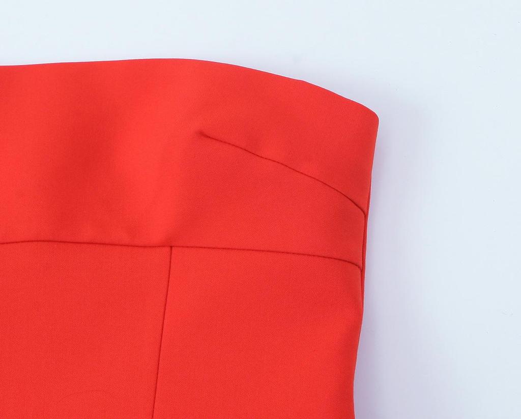 2025 Spring Women's Off-Shoulder Bandeau Dress with Flap Detail - European & American Style