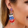 Red, White and Blue American Independence Day Woven Rice Bead Five-pointed Star Earrings Exaggerated Large Stud Earrings Personalized Earrings