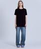 BASIC HOUSE Women'S Cotton Single Layered Long Short Sleeve T-Shirt Black Lats0216