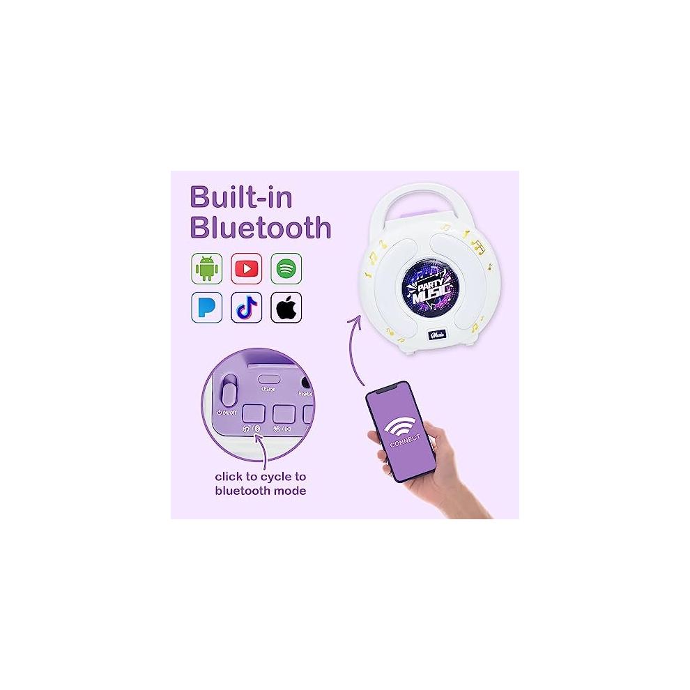 BAKAM 6010 Karaoke Machine for Kids 4-12 with 2 Microphones, Bluetooth 3D Surround Sound, Recording & Voice-Changing, Portable