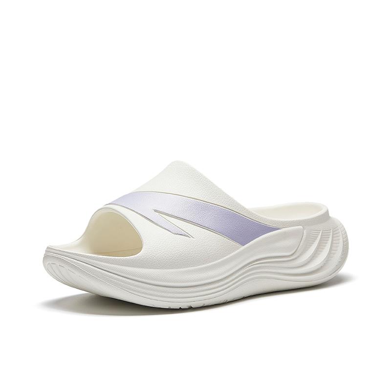 Anta Classic Trendy Basic Casual Versatile Soft Sole Comfortable Beach Non-Slip Slide Sandals Women Footwear White Purple 122538528R-1
