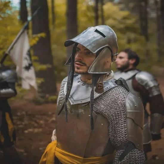 Medieval Full Body Knight Suit Barbuta Visor Helmet Mild Steel Armor for LARP Full Costume Steel Wearable Suit for Cospla