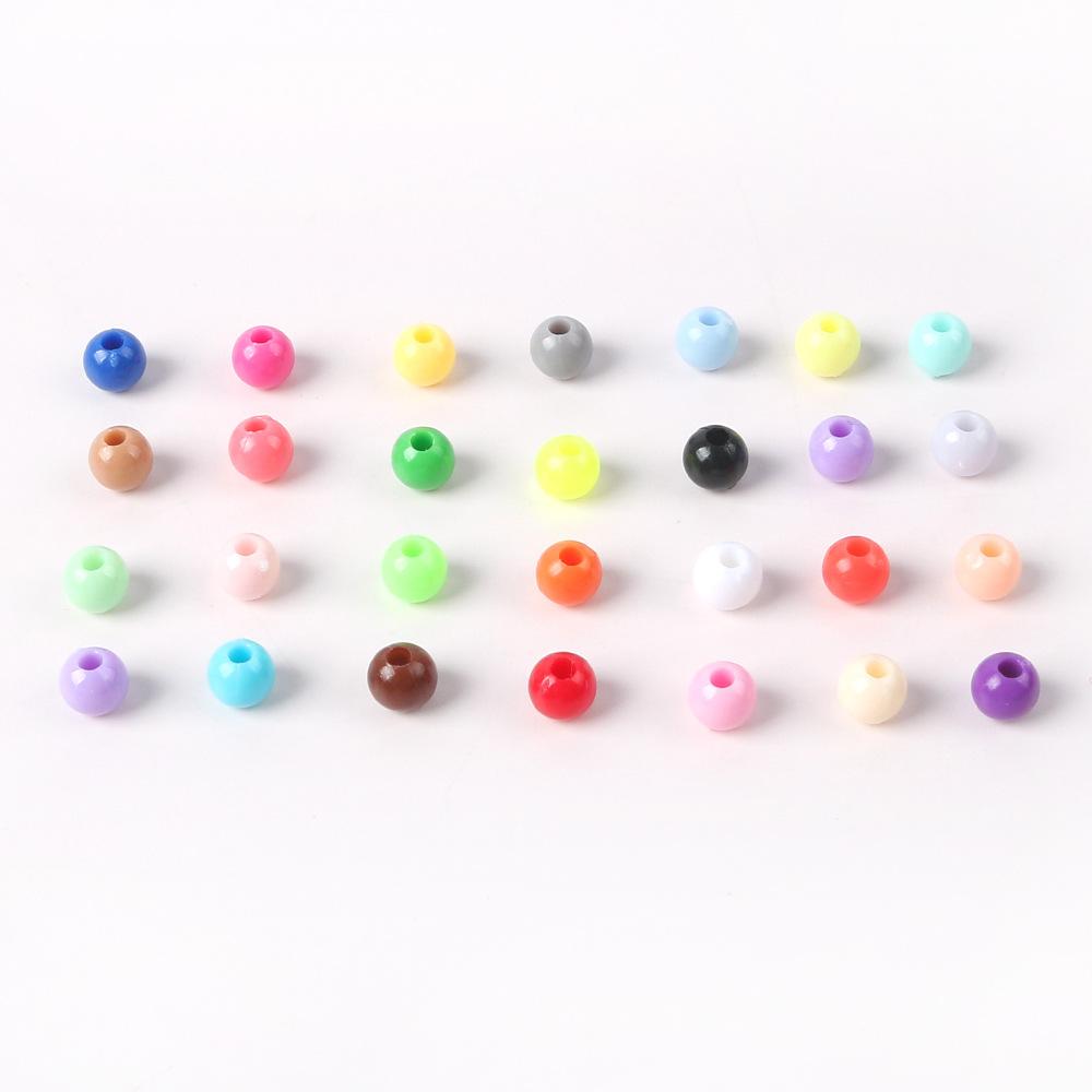 42-Color Acrylic Solid Color Round Beads Rice Beads Handmade Diy Beaded Loose Beads Bracelet Necklace Jewelry Material 3/4Mm