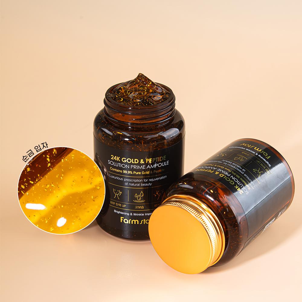 FARM STAY Ampoule Prime Solution Or 24K & Peptides – Soin Intensif Fermeté & Éclat, Coréen