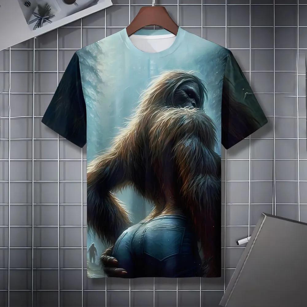 Summer Men's Casual Fashion Creative Casual Daily T-shirt Loose Casual T-shirt 3D Digital Color Printed T-shirt