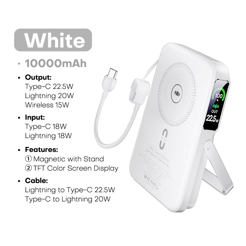 QOOVI Qi2 10000mAh Wireless Power Bank PD20W Fast Charging External Battery Portable Charger For iPhone Samsung iWatch Airpod
