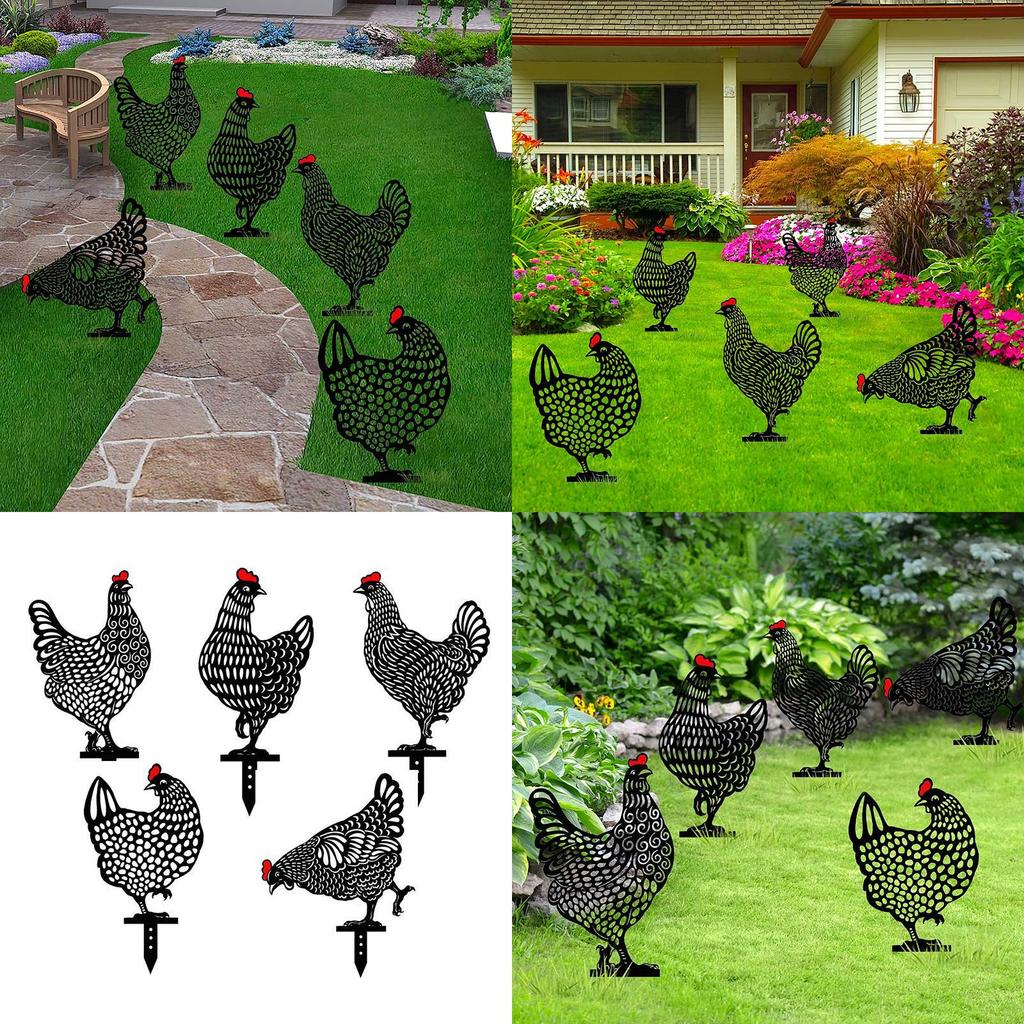 Art Chicken Statues Backyard Lawn Stakes Hen Yard Decor Garden Decor Ornament