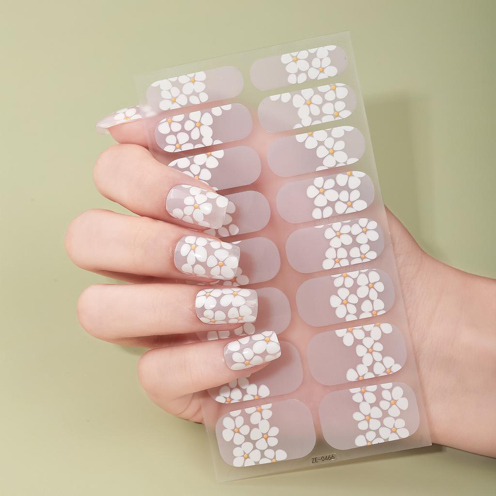 16tips DIY Baking-Free Nail Stickers Spring Flowers Adhesive Nail Strips Patch Slider Full Cover Nail Decoration Decal