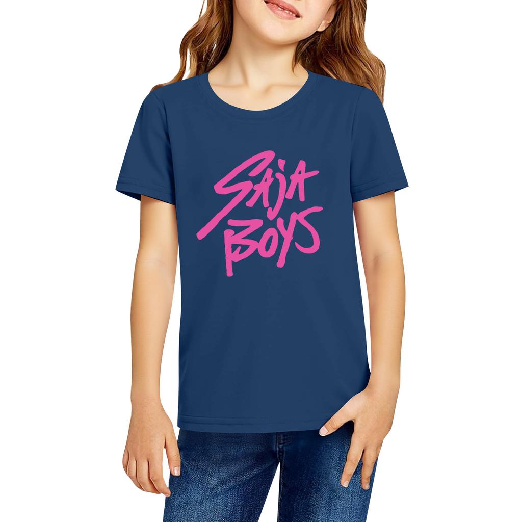 Fashionable Round Neck Short Sleeve Work Clothes Printed Tops For KID Summer Tops