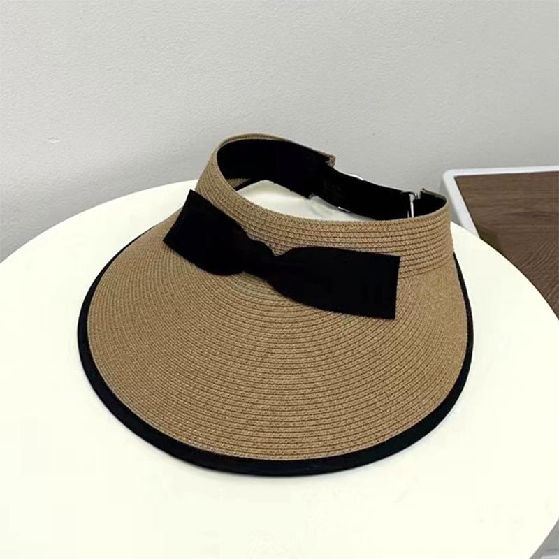 Bow Empty Top Straw Hat Women Summer Travel Shade Cap Outdoor Sun Protection Top Sun Hat Women