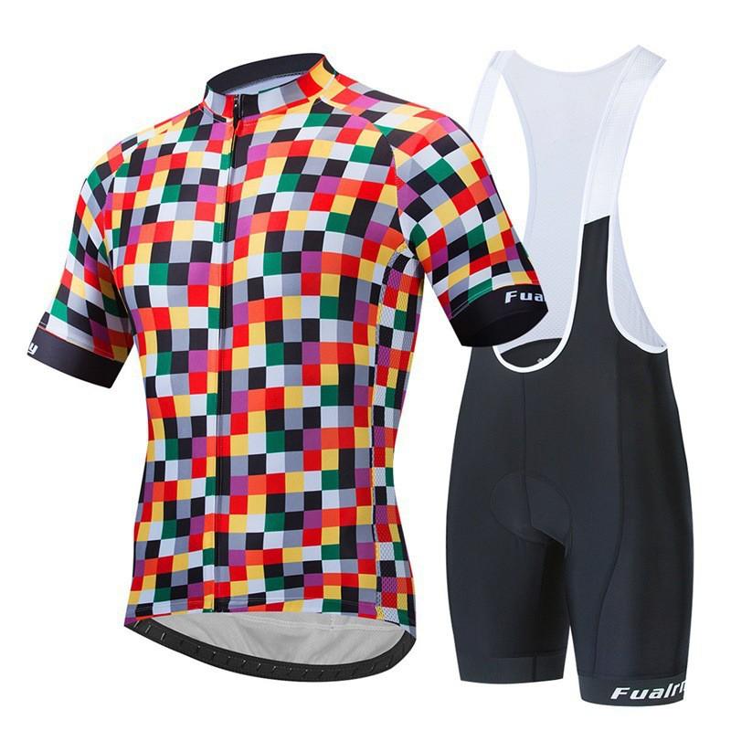 Mens Mountain Bike Cycling Jersey Bib Shorts Set Breathable Quick-Dry Sportswear Outdoor Riding