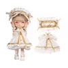 Rakulifey Obitsu 11 Outfit Set, Dress, One-Piece Set, White, with Hair Accessory, Obitsu Doll Clothes, OB11 Size