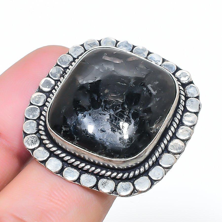 Natural Tube Agate Gemstone 925 Sterling Silver Jewelry Ring Size Ad AR-16984