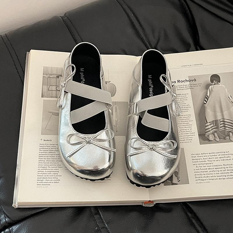 Bow Mary Jane single shoes women's summer new skirt small leather shoes trendy comfortable ballet shoes