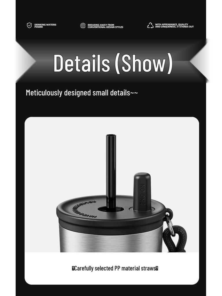 316 Stainless Steel Insulated Travel Mug - Large Capacity Straw Cup for Men & Women