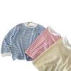 2025 Summer Kids' Striped Round Neck T-Shirt - Mosquito-Proof, Cool & Trendy for Boys & Girls