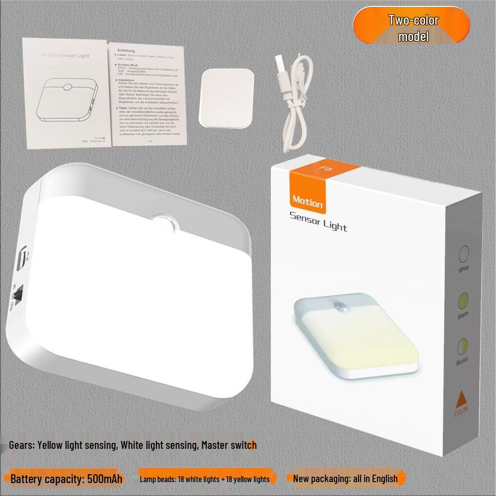 TYPE-C Infrared Sensor Nightlight: Energy-Saving, Portable, Square Night Light for Bedroom and Nighttime Ambience