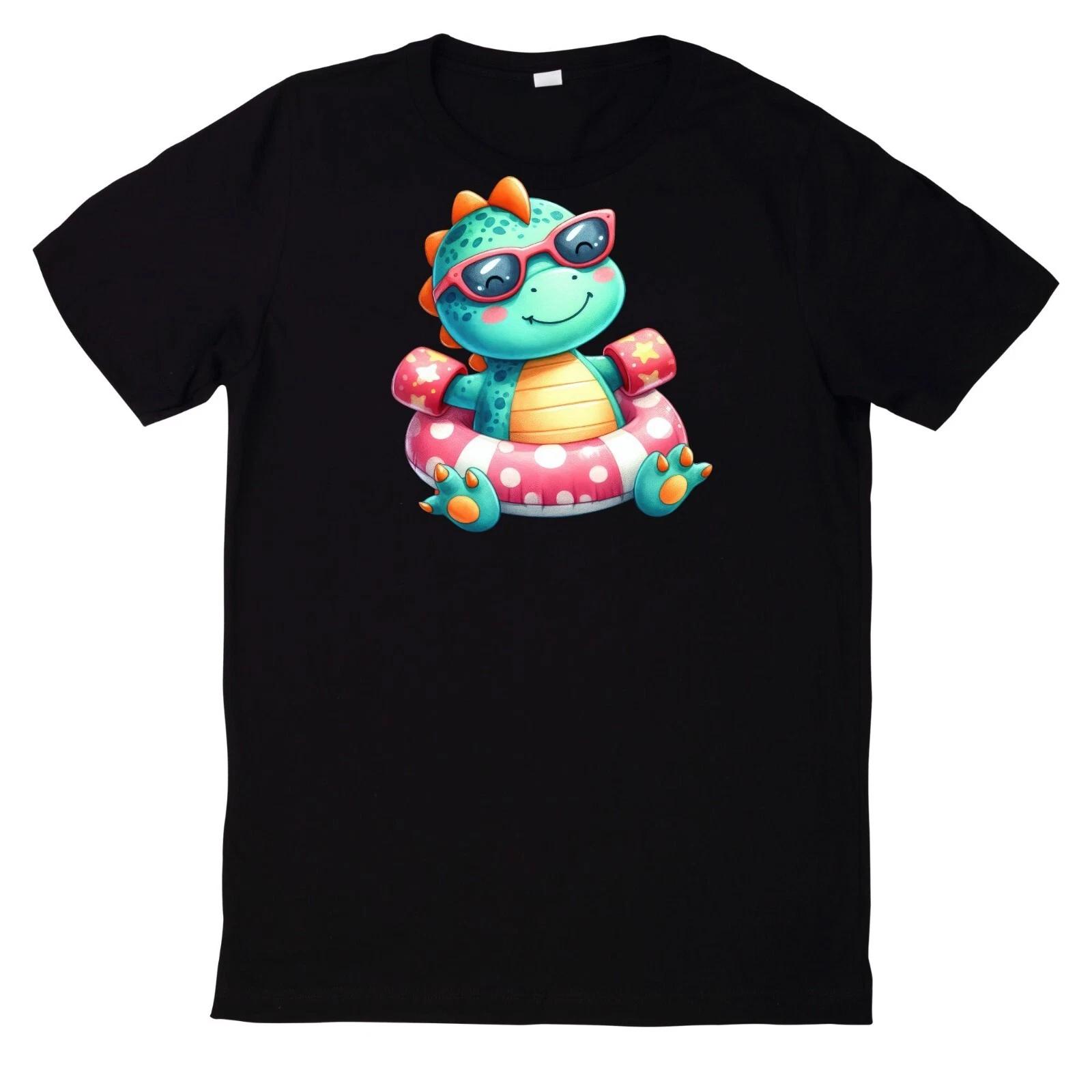 T-Shirt Niedliches Dinosaurier in der Poolparty XXXXL
