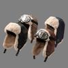 Unisex Pilot-Style Fleece-Lined Ear Protection Hat Windproof Warm Winter Cap With Optional Goggles