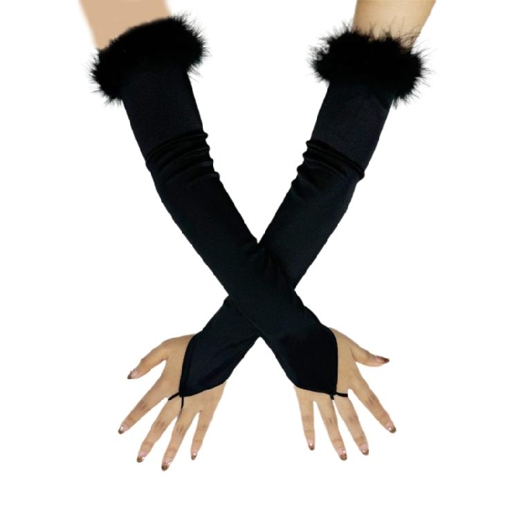 Long Satined Gloves Fingerless Operas Gloves Breathable and Comfortable Arm Sleeves for Formal Occasion 1920s Costume Props