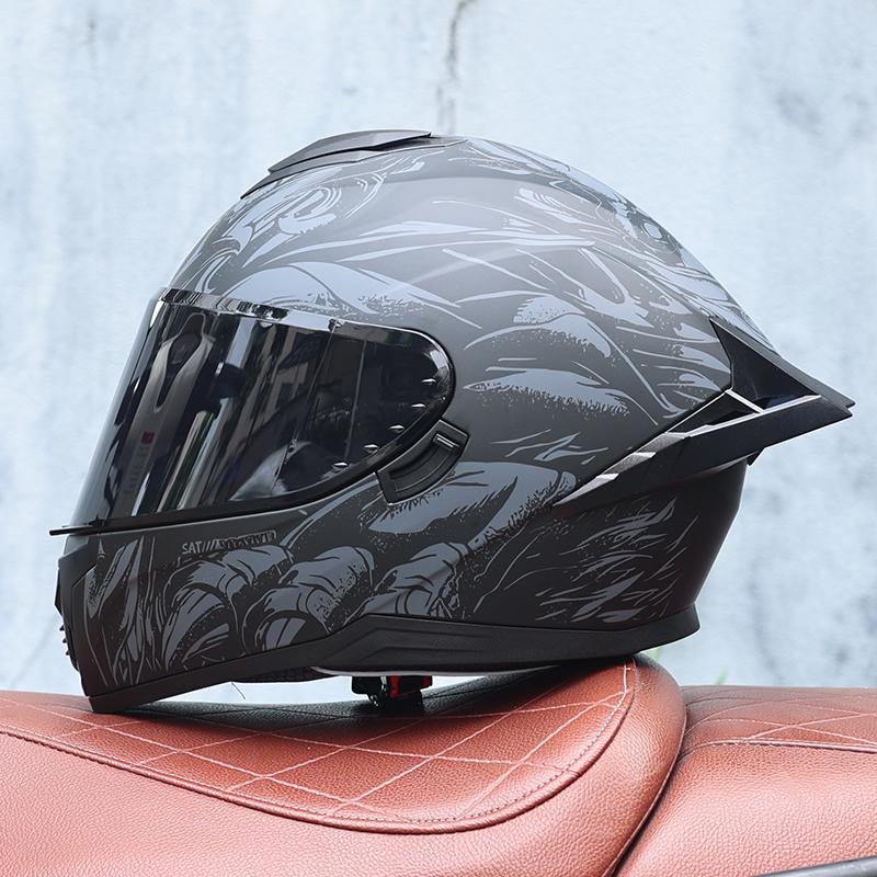 Motorcycle helmet, men's and women's dual lens full face helmet, motorcycle sports car, all season full face helmet DOT