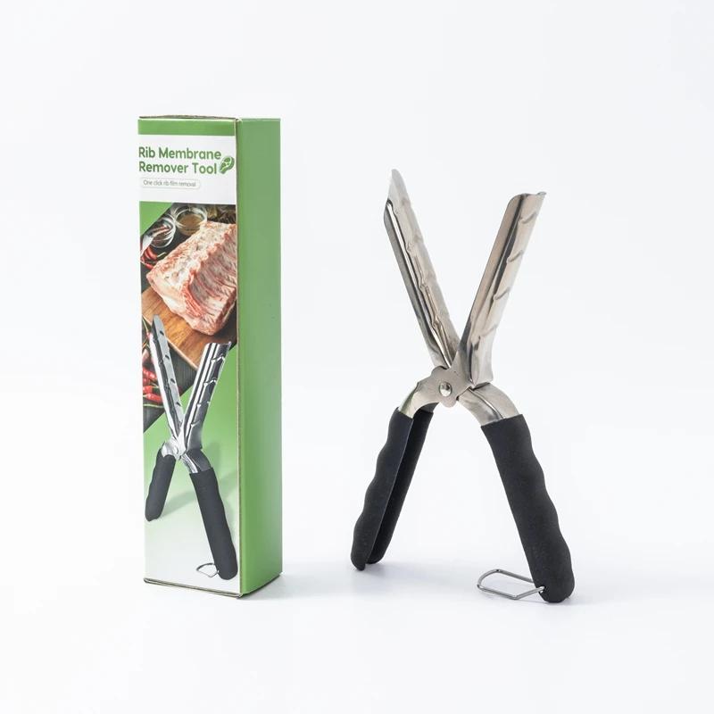 Multifunctional Stainless Steel Rib Film Removal Pliers Peeling Pliers Rib Handling Tools Barbecue Essential Kitchen Tools