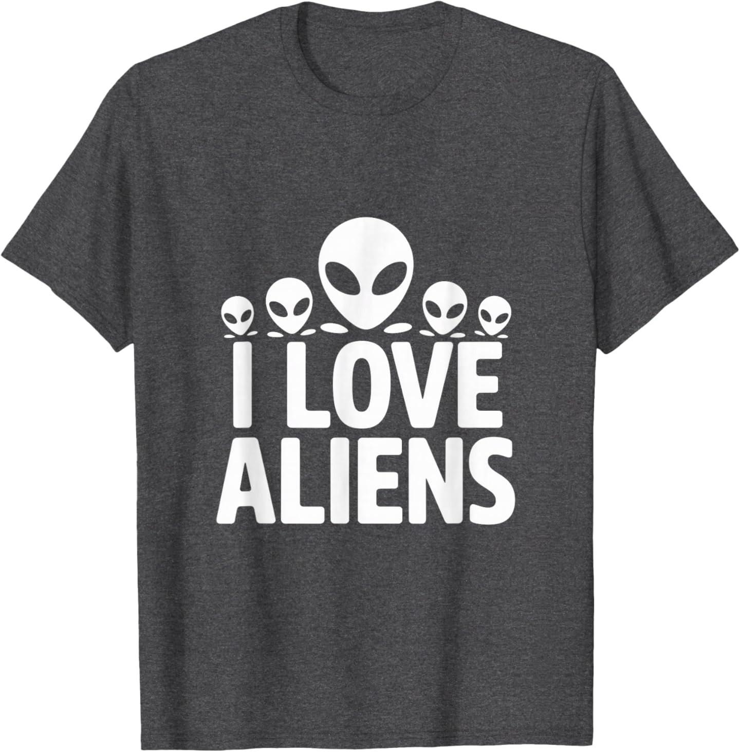 I Love Aliens Extraterrestrial Connection T-Shirt L