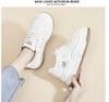 2024 Women's White Genuine Leather Height-Increasing Round Toe Casual Sneakers