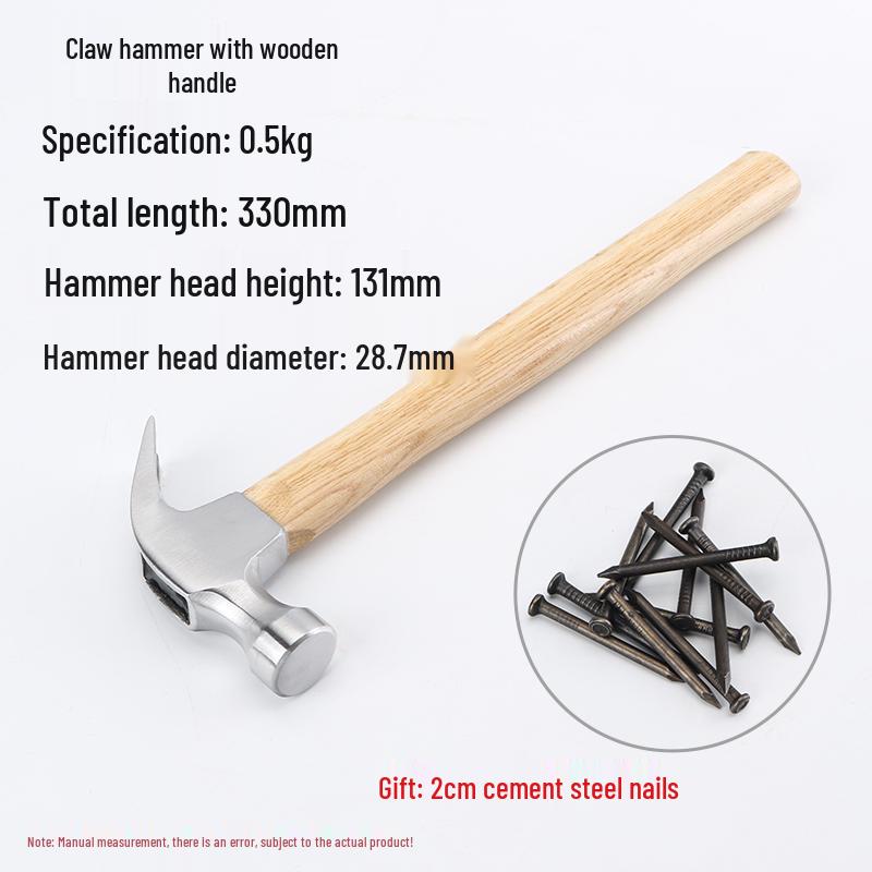 Multi-Function Claw Hammer with Nail Puller for Household, Woodworking, and Electrical Use