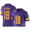 NFL Minnesota Vikings 18 Jefferson 9 McCarthy Morado Blanco Bordado Camiseta de Fútbol para Hombre Manga Corta Ropa Deportiva