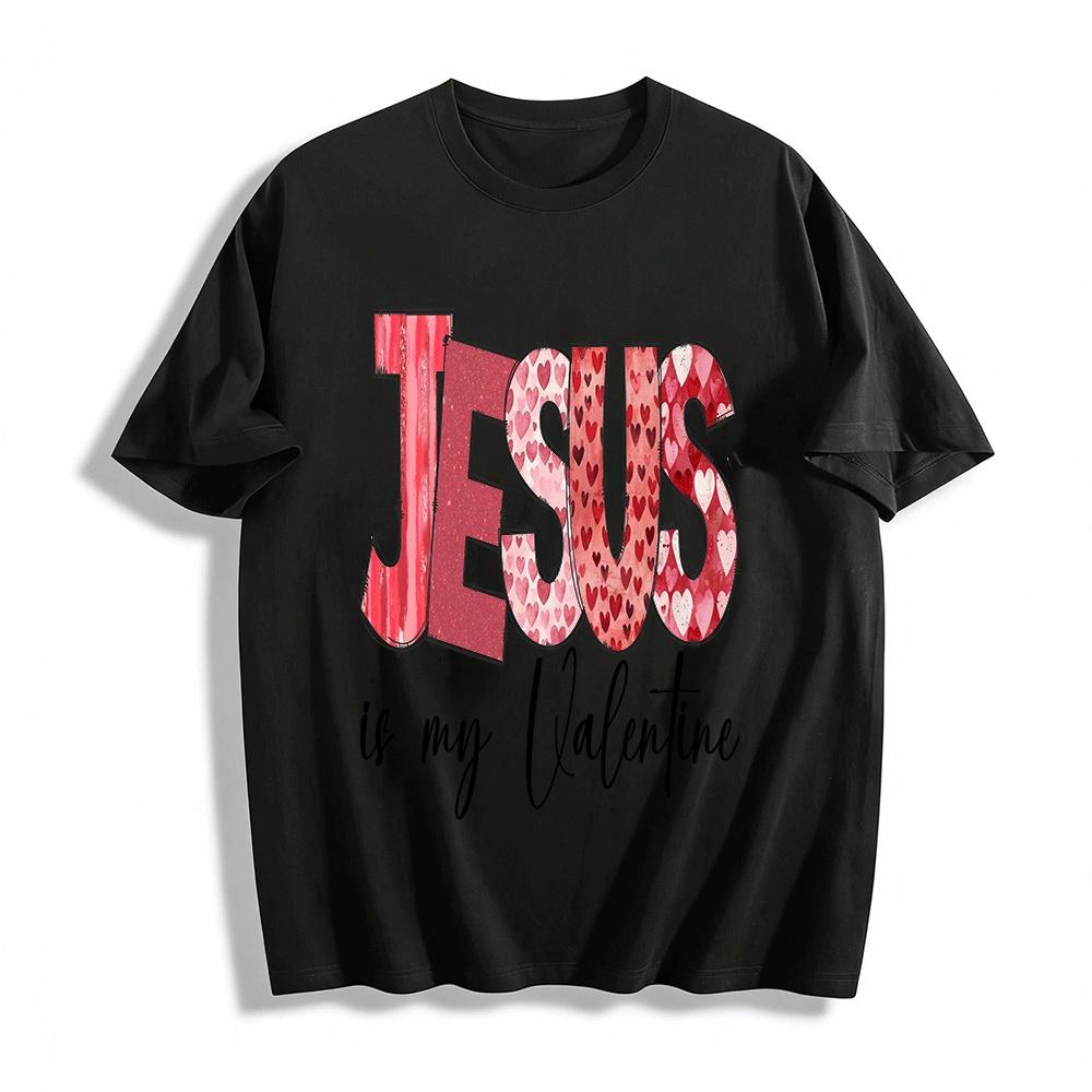 Jesus Is My Valentine Heart Print Casual Top Pure cotton T-shirt XXS