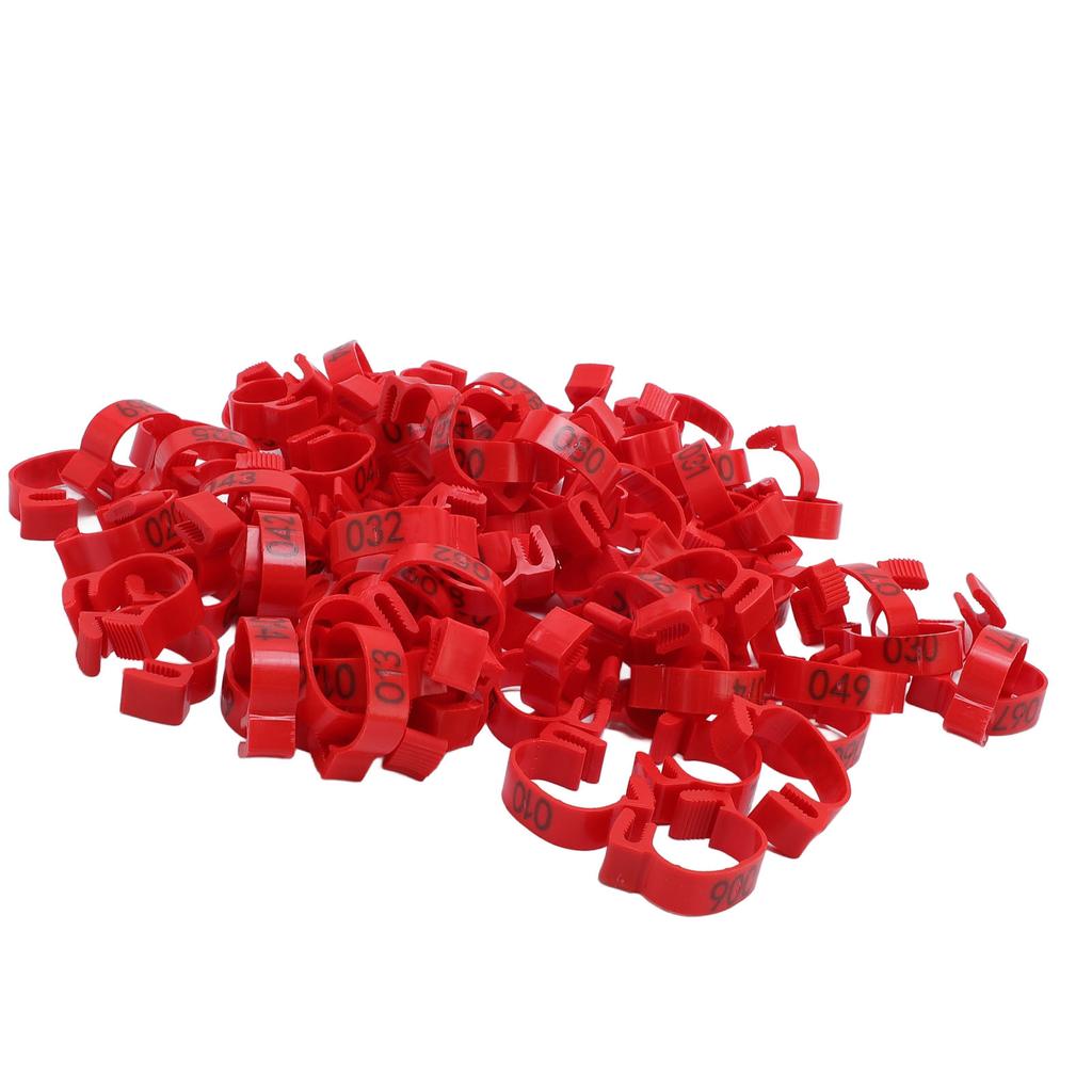 100PCS Chicken Leg Bands 20mm 001 To 100 Numbered Poultry Identification Leg Tags for Chicks Ducks Pigeons Goose Quail