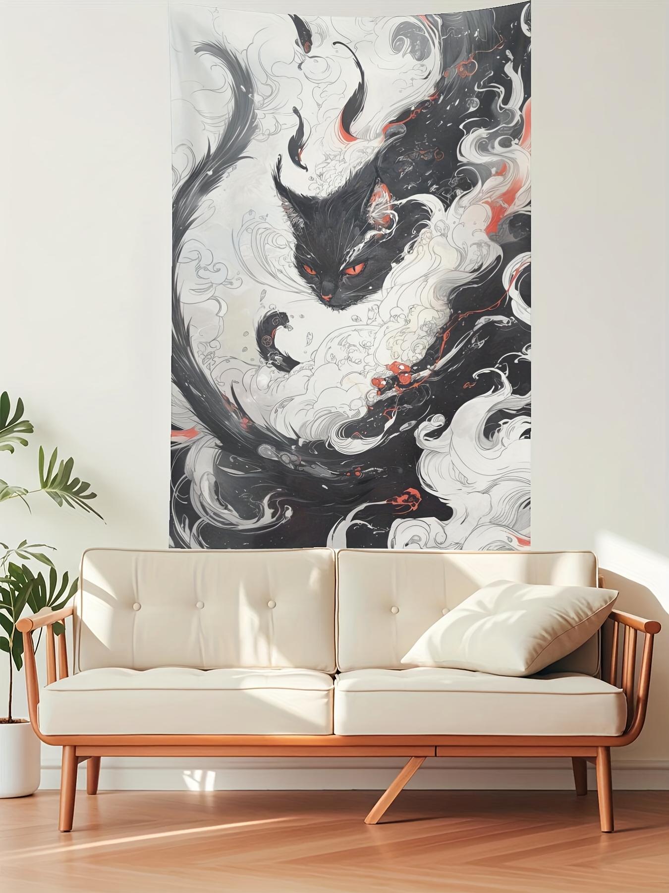 

Mystical Black Cat Tapestry Wall Decor for Bedroom Living Room Cozy Atmosphere and Unique Home Style Enhancement 74x94cm(29x37in)