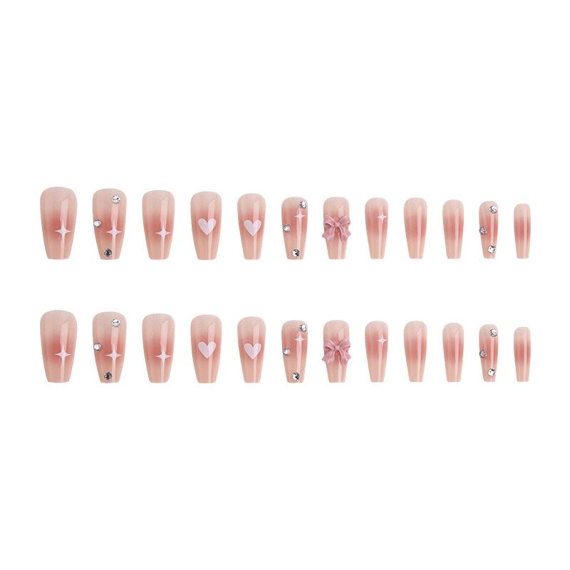 Love Heart Blush Pink Butterfly Nail Stickers - Sweet, Lovely, Wearable False Nails