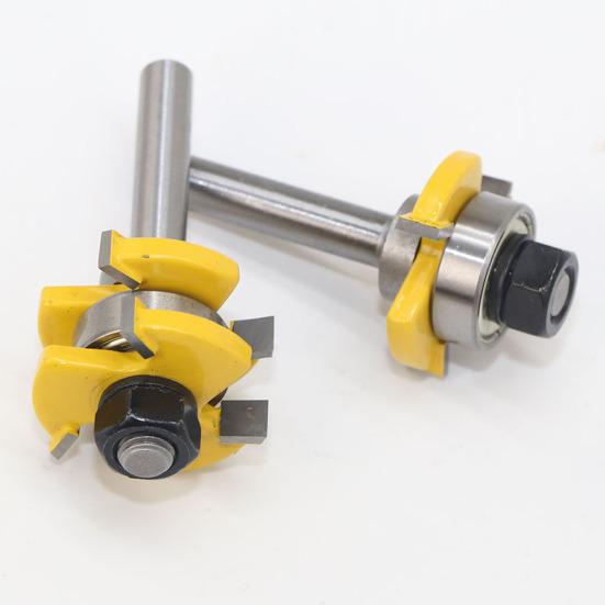 2 bucăți 1/4 inch, tip T, set de bucăți de frezat pentru îmbinare cu limbă, unealtă de tăiere a lemnului