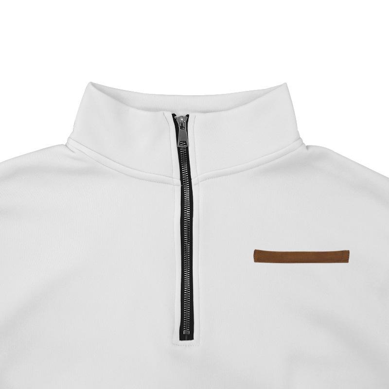 Męska bluza dresowa z półzamkiem, pikowana, z kołnierzem stojącym, w wielu jednolitych kolorach, rozmiar plus