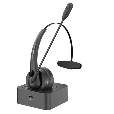 Cuffie on-ear Cuffie wireless BT 5.2 Cuffie per call center con microfono a cancellazione di rumore Archetto regolabile Controllo volume con dock di ricarica