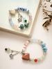 Bohemian Beaded Bracelet For Women, Vintage Natural Stone & Ceramic Shell Bracelet With Butterfly Charm, Colorful Layered Boho Jewelry For Daily& Gift