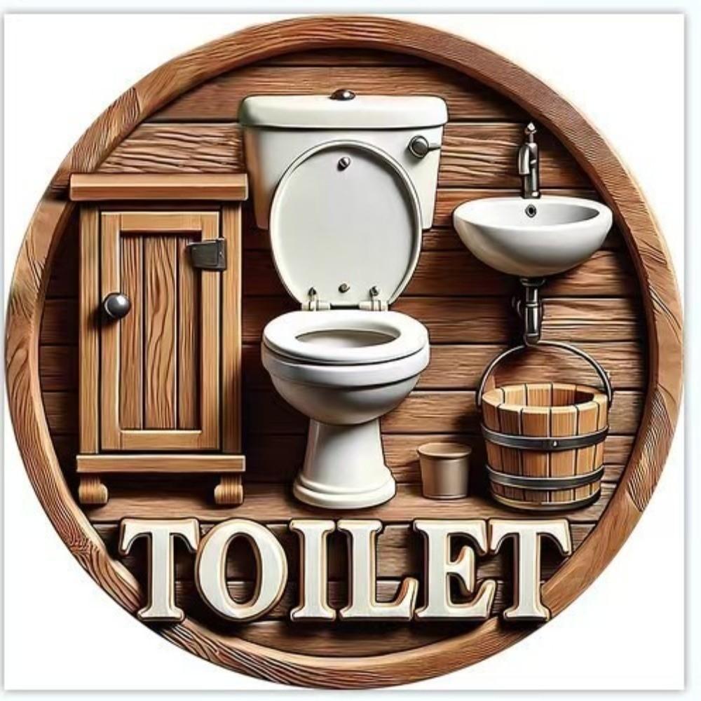 Wall Art Sign Circle Decor Plaque Hanging Pendant Toilet Decor Plate Home Decor