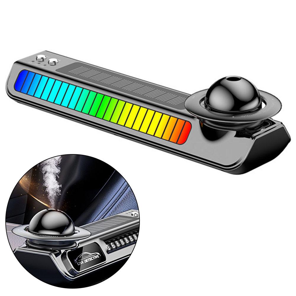 Car Air Freshener Dynamic Sound Pickup Light Solar Aromatherapy Smart Spray Parking Number Plate Auto Accessories
