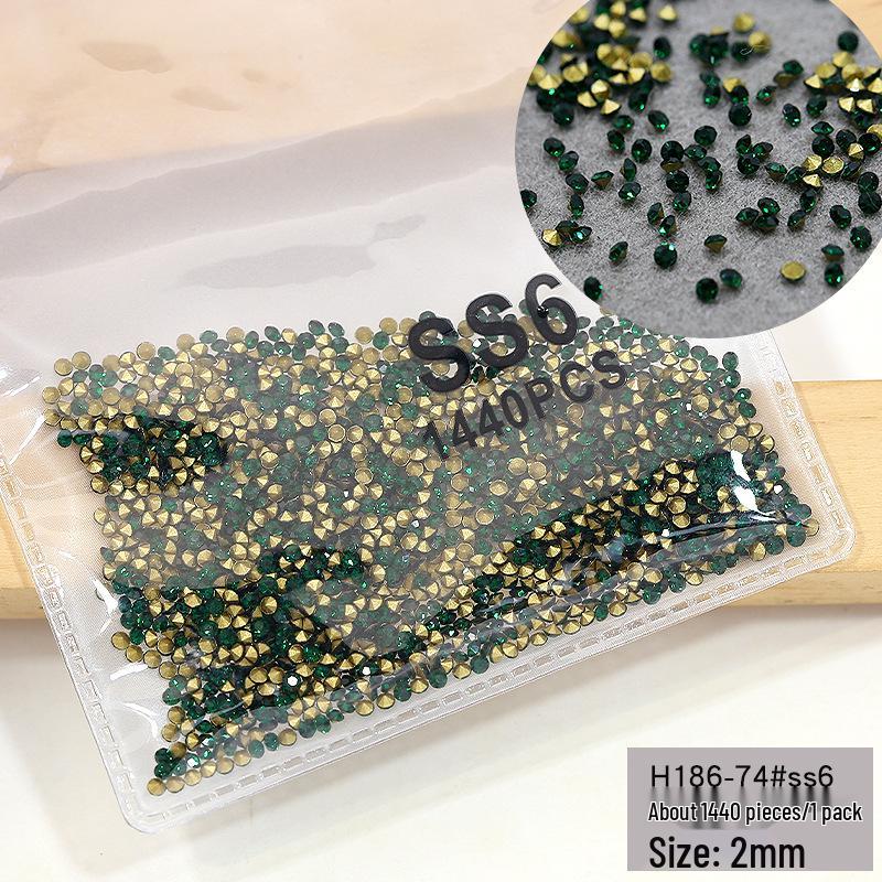 

Набор из 1440 штук изумрудных страз с круглым дном и острым верхом для украшения ногтей - Темно-зеленый