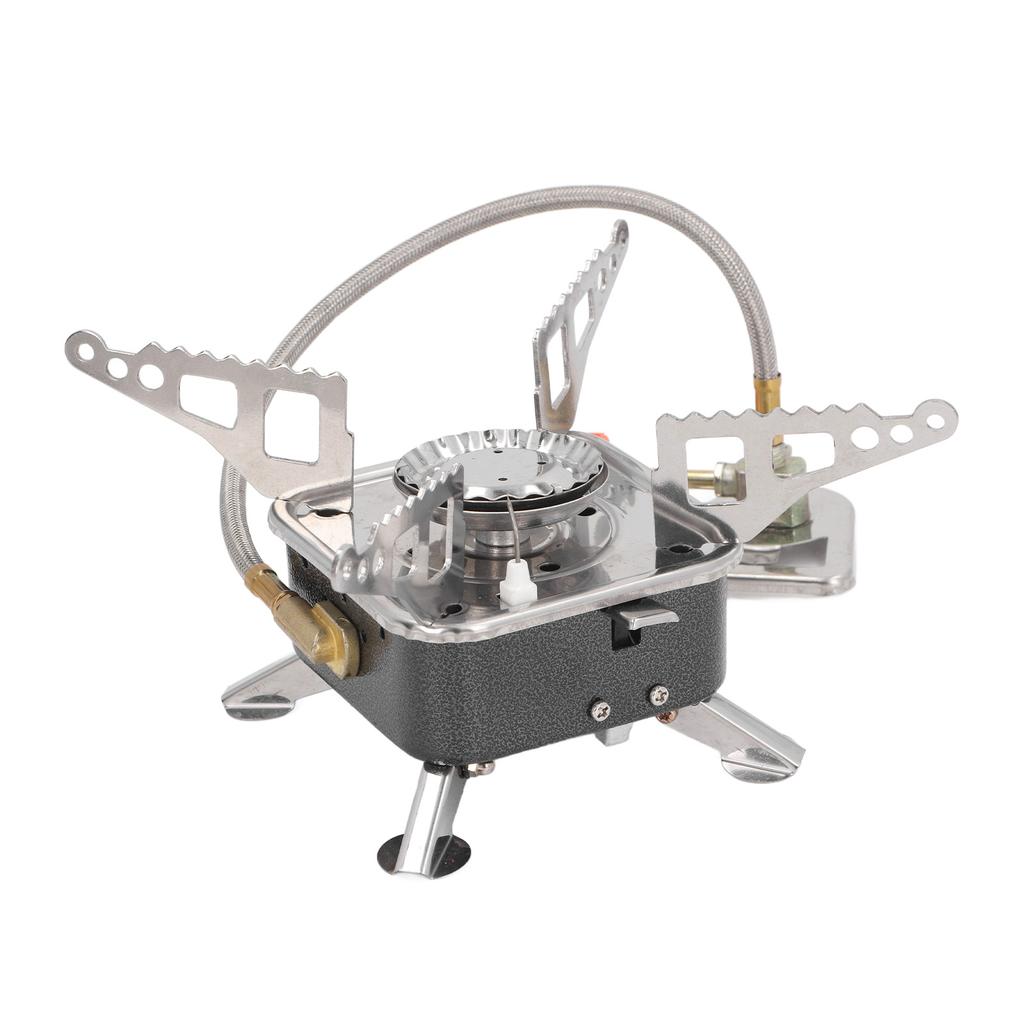 Camping Stove Folding Stable Support Wind Resistant High Efficiency Portable Gas Stove for Outdoor Hiking Black