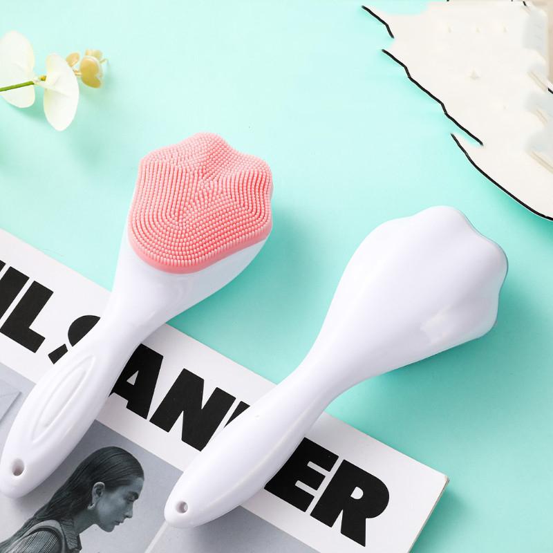 Wash Face Brush Silicone Manual Cat Claw Facial Cleanser Brush Soft Fur Brush Plastic Handle Face Brush Manual Cleansing Brush