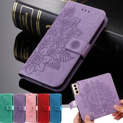 Wallet Leather Case On For Samsung Galaxy S22 Ultra S21 Plus S20 Fe 5g S10 Cases Fashion Flower Leaf Flip Phone Back Cover Funda