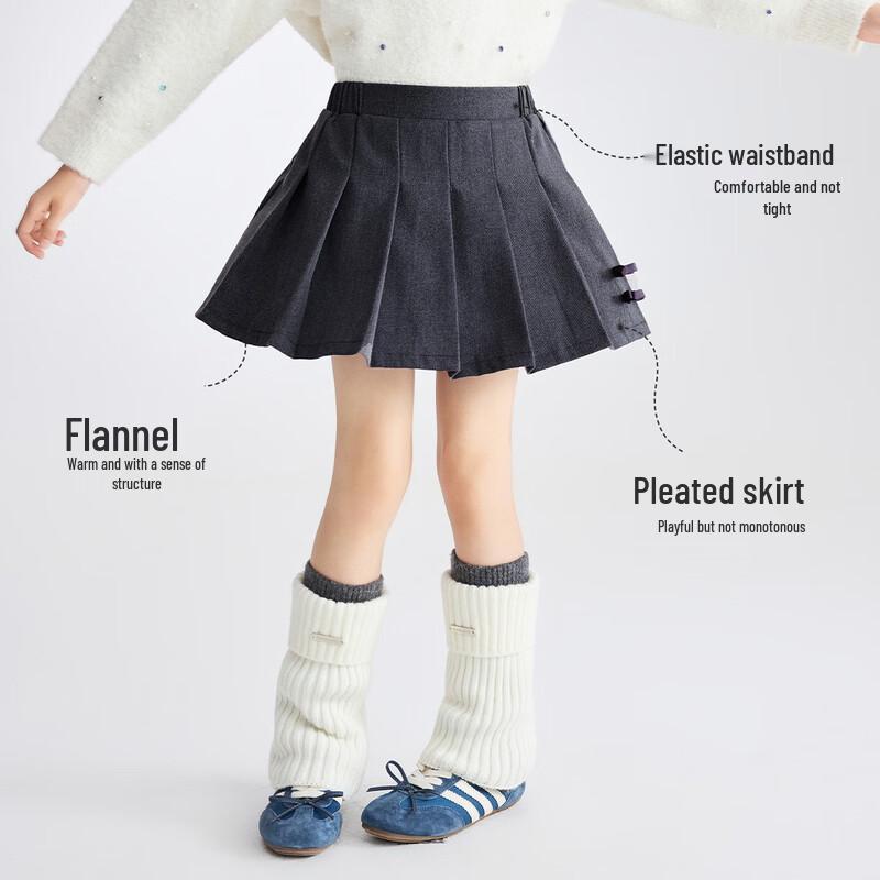 ASK JUNIOR Girls  Academy Style Pleated Wool Skirt 120