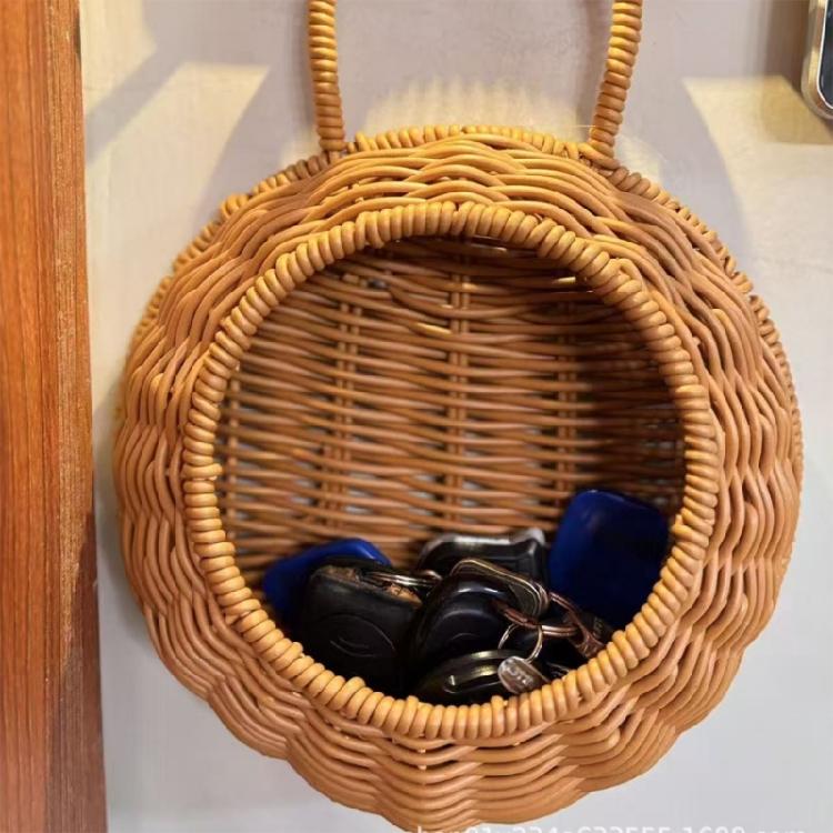 Handgeflochtener Rattan Blumenkübel Korb Wandbehang Für Garten Ranken Topf Pflanzenhalter Heimdekoration Wandpflanzer